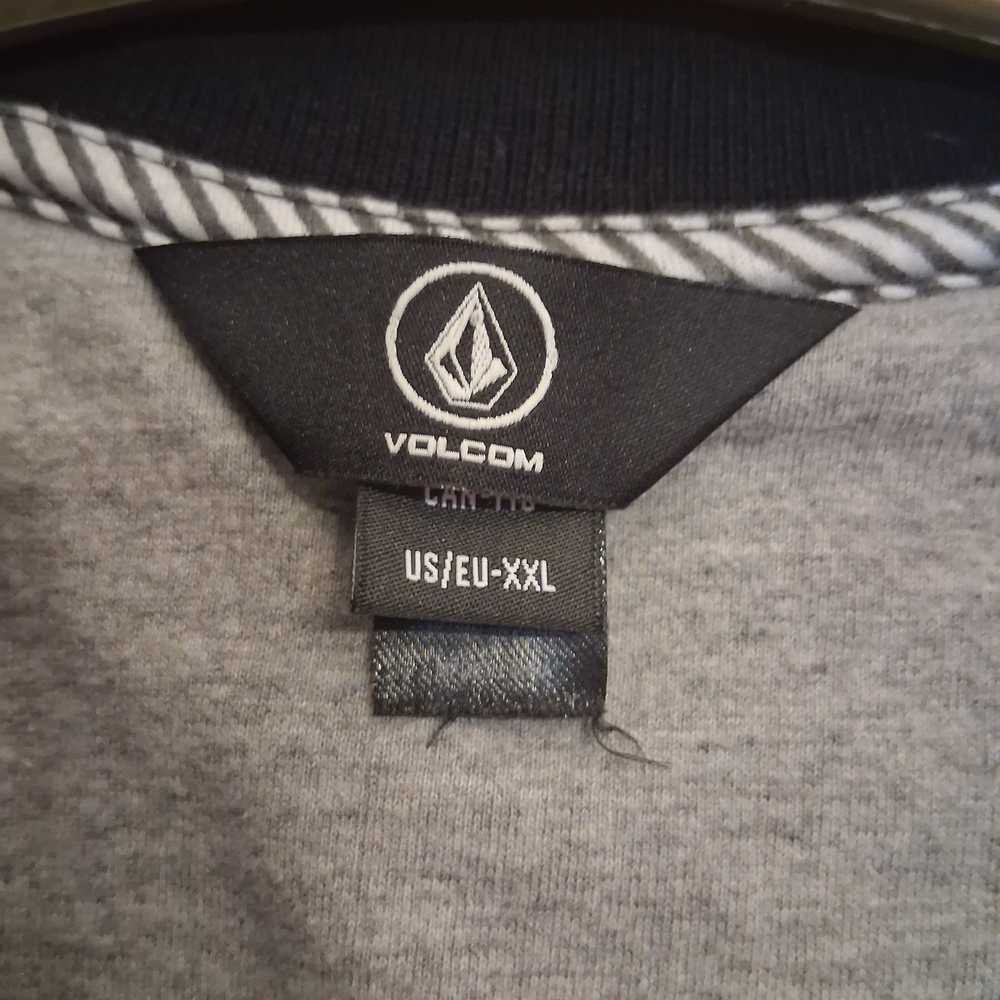Volcom Men's Striped Polo Shirt- Black and Grey Striped With Teal Accent SizeXXL - Picture 3 of 7